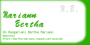 mariann bertha business card